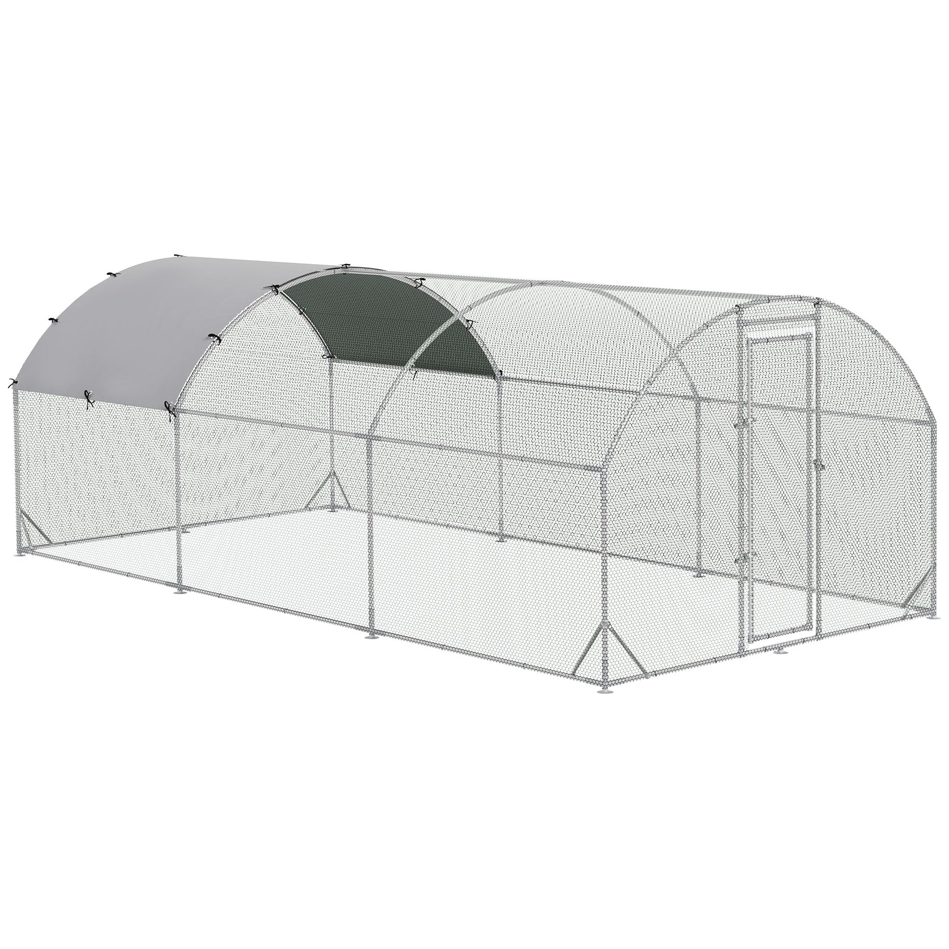 KFX-1276861 Spacious Metal Chicken Coop with Waterproof UV Cover, Dome-Shaped Walk-in Cage for Outdoor Use