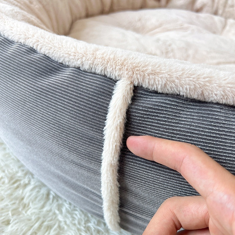 KFX-1277245 Universal Pet Bed for Small and Medium Dogs in Gray and Gray Blue, Round Nest Design