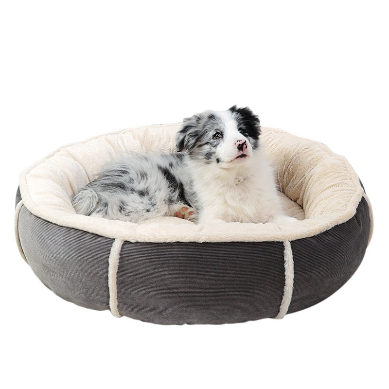 KFX-1277245 Universal Pet Bed for Small and Medium Dogs in Gray and Gray Blue, Round Nest Design