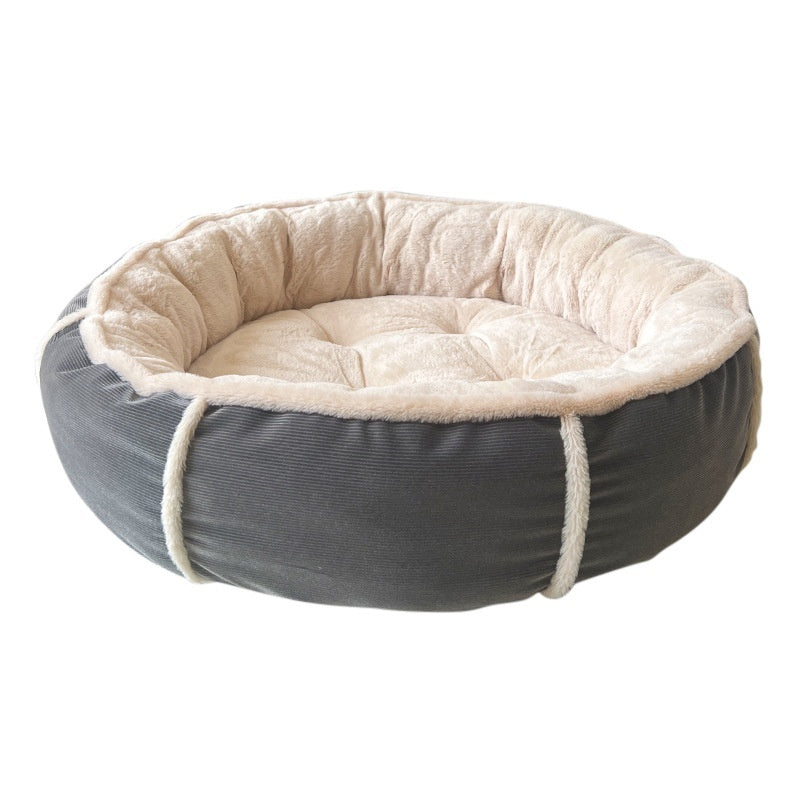 KFX-1277245 Universal Pet Bed for Small and Medium Dogs in Gray and Gray Blue, Round Nest Design