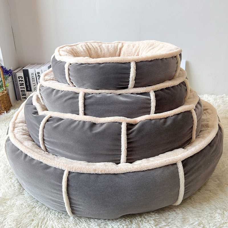 KFX-1277245 Universal Pet Bed for Small and Medium Dogs in Gray and Gray Blue, Round Nest Design