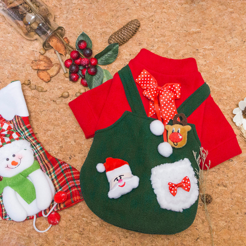 KFX-1278269 Christmas Plus Velvet Sweater for Small and Medium Dogs - Red and Green Options Available