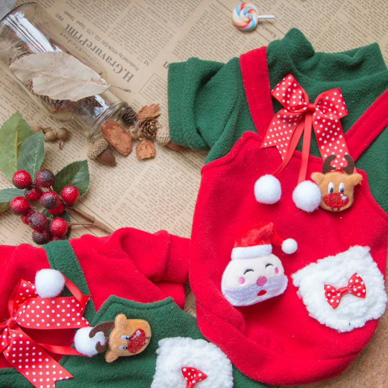KFX-1278269 Christmas Plus Velvet Sweater for Small and Medium Dogs - Red and Green Options Available