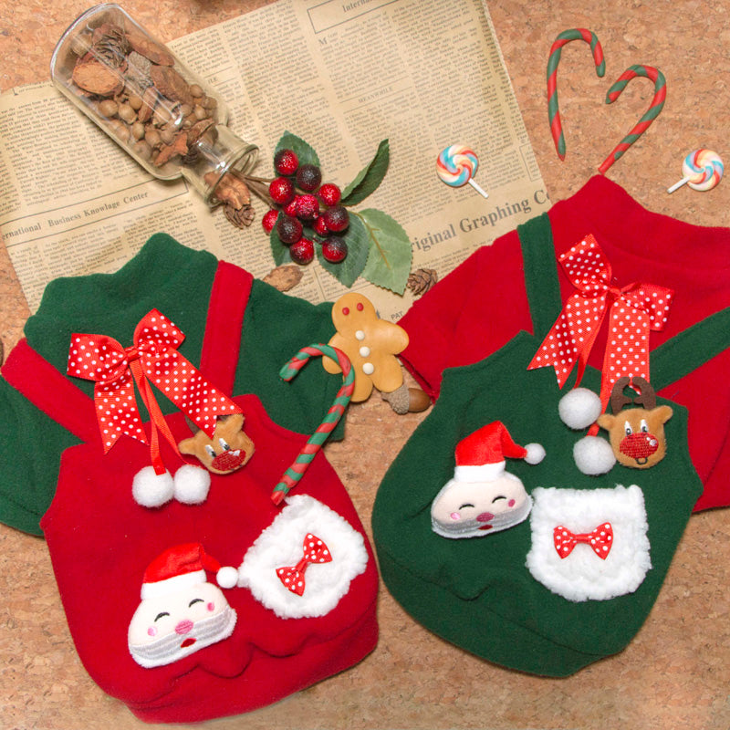 KFX-1278269 Christmas Plus Velvet Sweater for Small and Medium Dogs - Red and Green Options Available