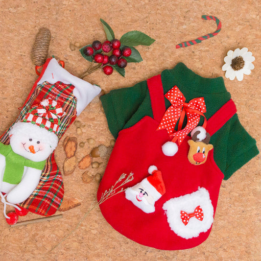 KFX-1278269 Christmas Plus Velvet Sweater for Small and Medium Dogs - Red and Green Options Available