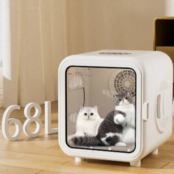 KFX-127827 Automatic Pet Hair Dryer Box with Speech Control and Temperature Settings for Cats and Small Dogs