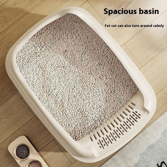 KFX-1278653 Oversized Semi-Enclosed Cat Litter Box with Anti-Splash Design in Various Colors
