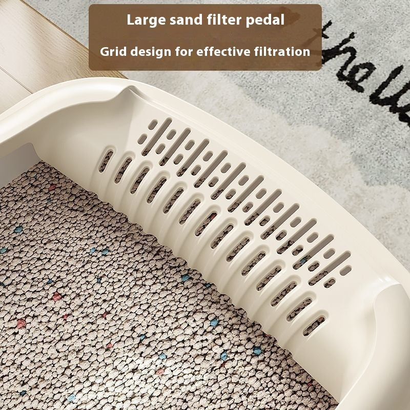 KFX-1278653 Oversized Semi-Enclosed Cat Litter Box with Anti-Splash Design in Various Colors
