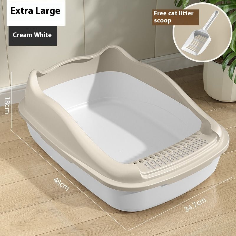 KFX-1278653 Oversized Semi-Enclosed Cat Litter Box with Anti-Splash Design in Various Colors