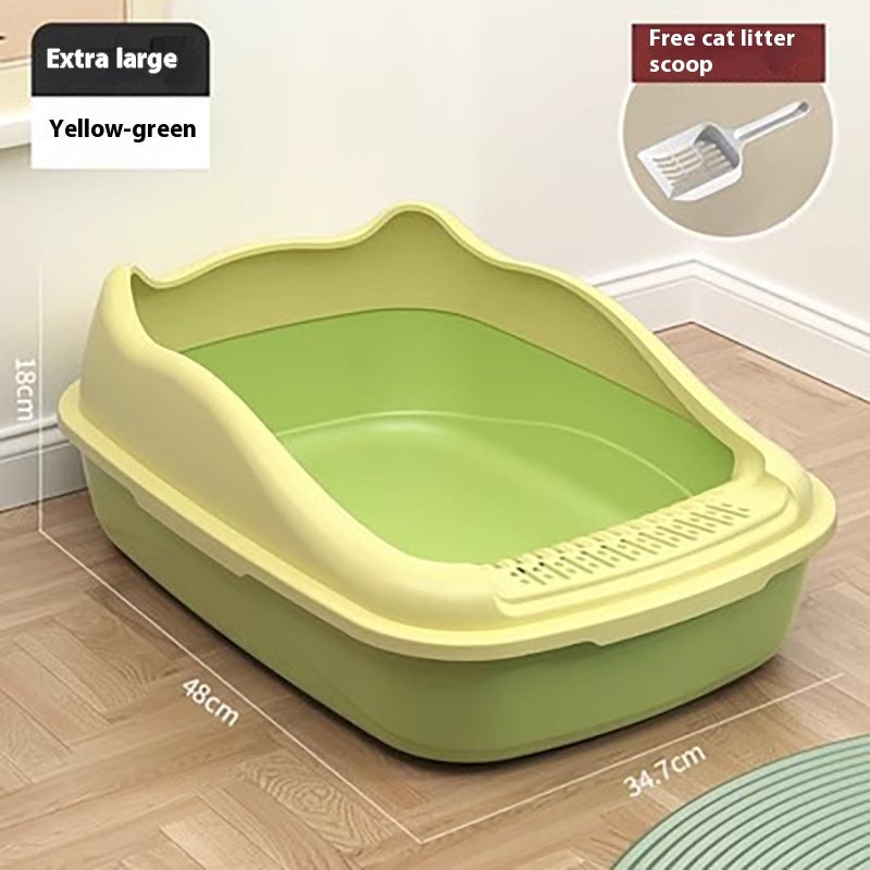 KFX-1278653 Oversized Semi-Enclosed Cat Litter Box with Anti-Splash Design in Various Colors