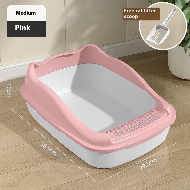 KFX-1278653 Oversized Semi-Enclosed Cat Litter Box with Anti-Splash Design in Various Colors