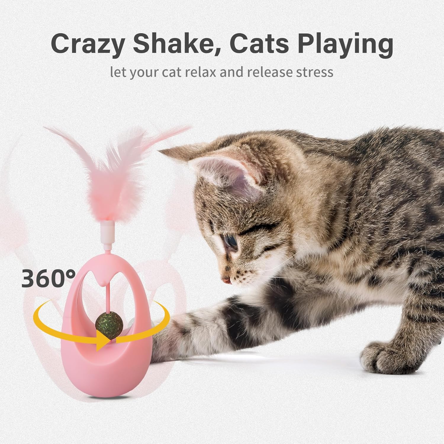 KFX-1280445 Interactive Cat Tumbler Toy with Edible Catnip Balls and Feathers for Indoor Play