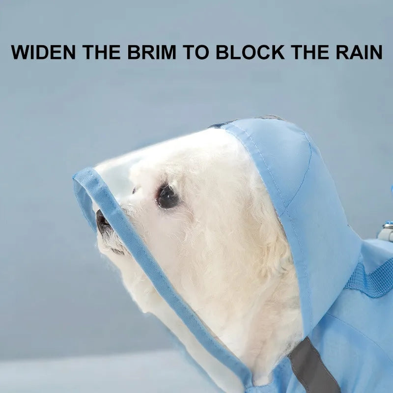 KFX-1280573 Waterproof Full Body Raincoat for Small Dogs - Blue/Yellow with Reflective Design