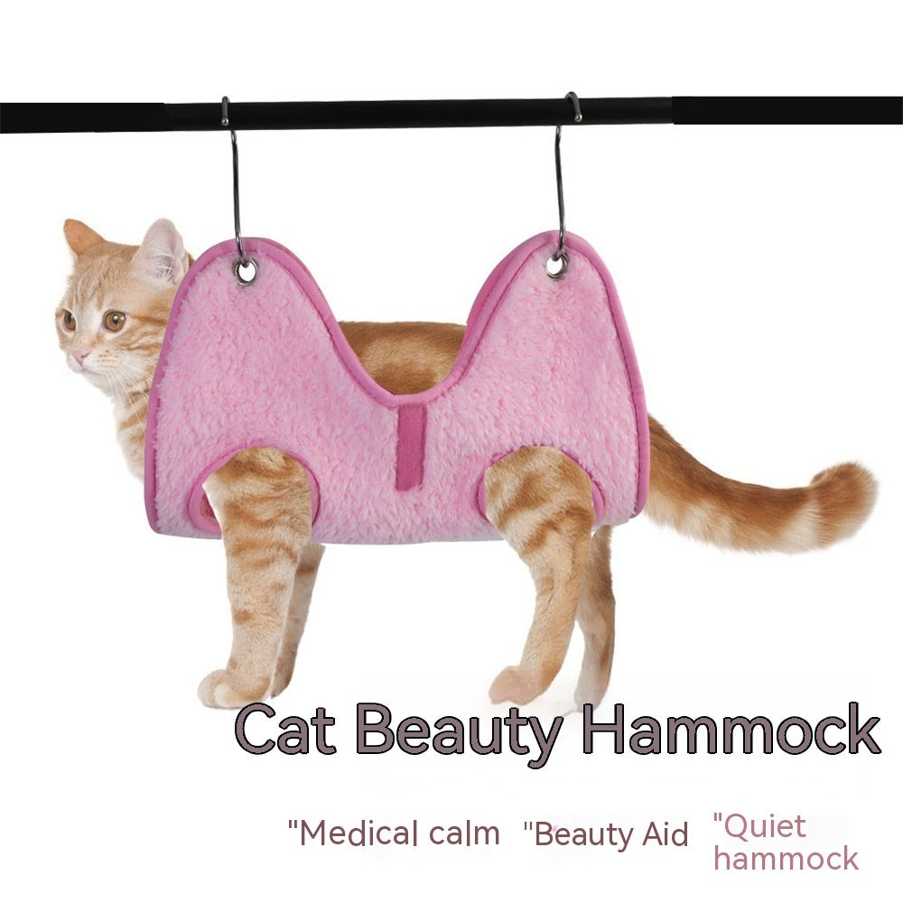KFX-1281341 Cozy Flannel Cat Beauty Hammock in Gray and Pink, Load Capacity 12kg
