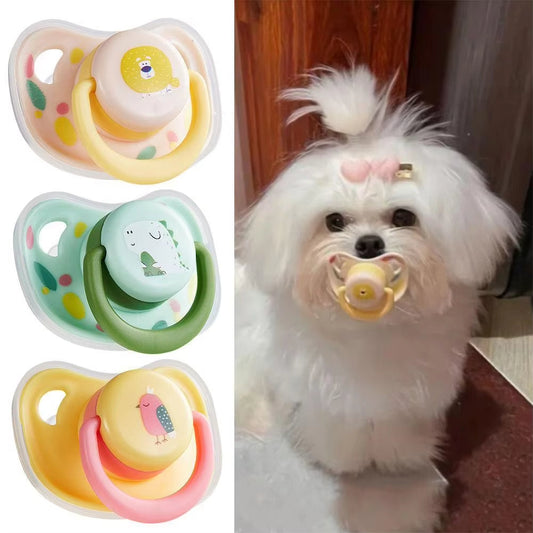 KFX-1281597 Poodle Molar Bite Silicone Pet Toy - Little Lion, Chick, and Dinosaur Nipple Designs