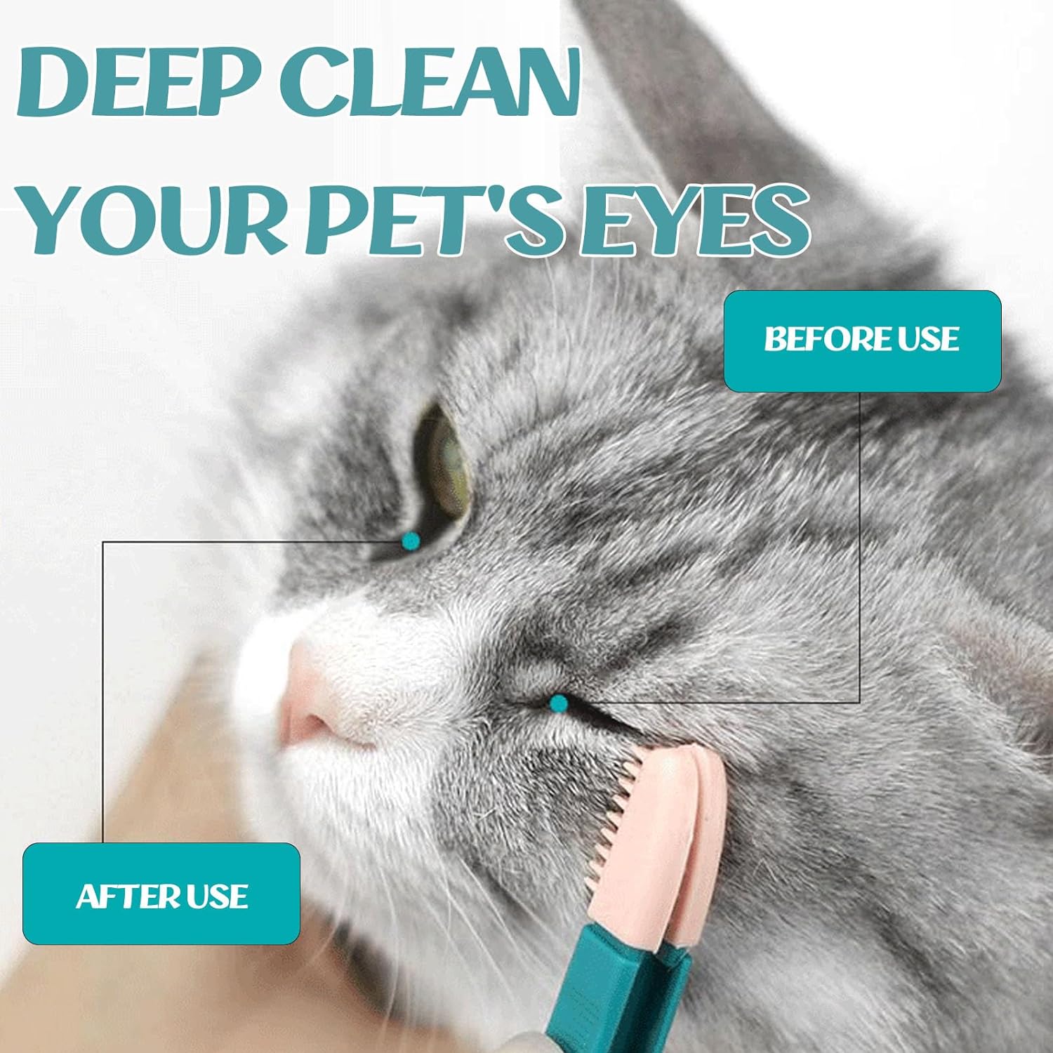 KFX-1286205 Gentle Tear Stain Remover for Cats and Dogs with Soft Rubber Eye Comb