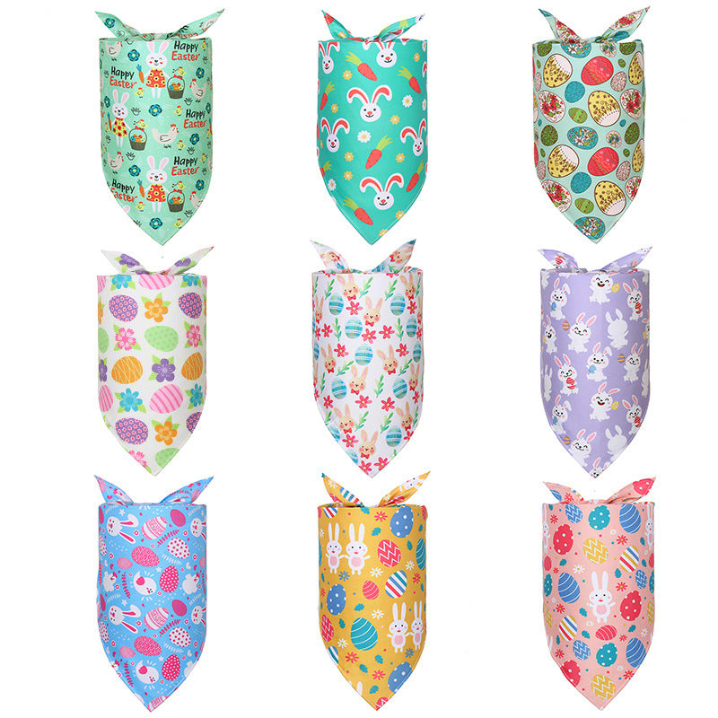 KFX-1286333 Digital Print Easter Bunny Egg Toy - Polyester Fabric, Soft & Durable, Triangle Towel Included
