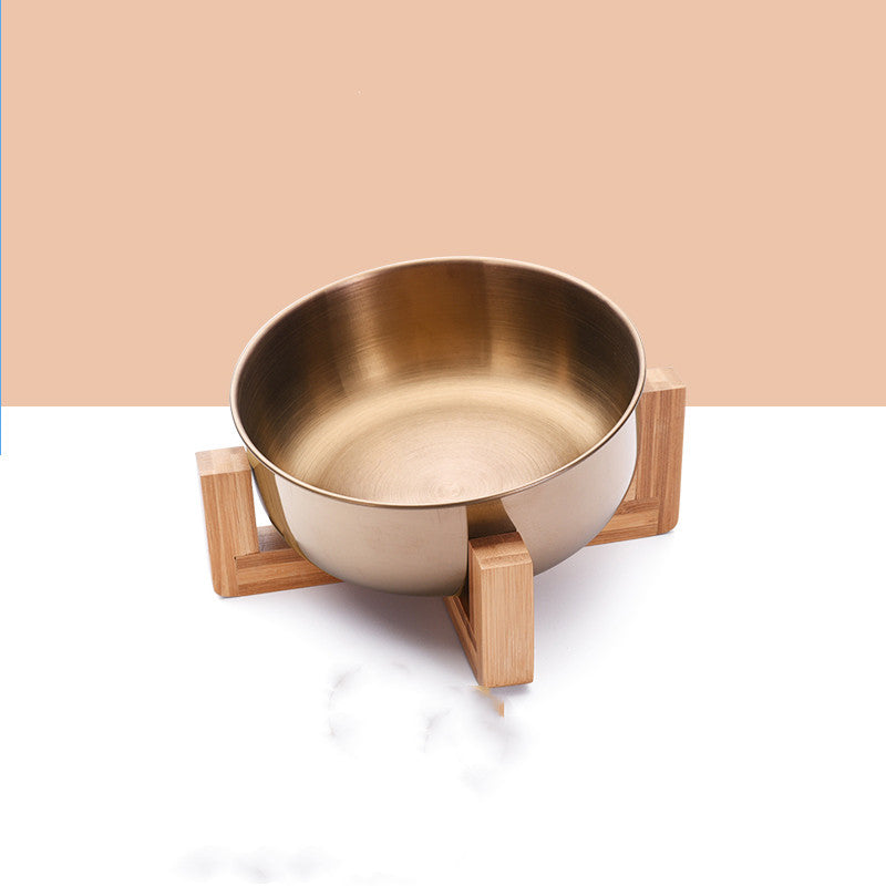 KFX-1288893 Stainless Steel Pet Bowl with 15° Tilt and Non-Slip Bamboo Base