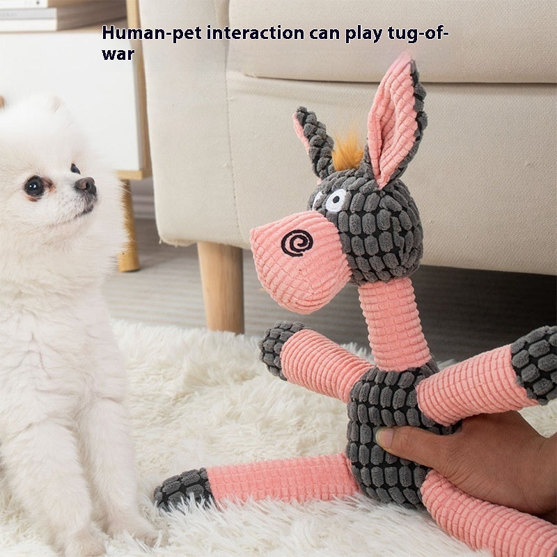 KFX-1289533 Plush Bite-Resistant Molar Toy for Pets - Pink Donkey & Coffee Dog Designs