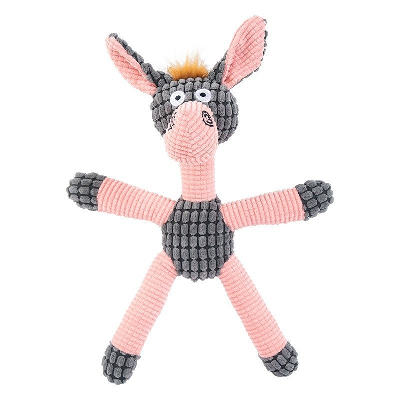 KFX-1289533 Plush Bite-Resistant Molar Toy for Pets - Pink Donkey & Coffee Dog Designs