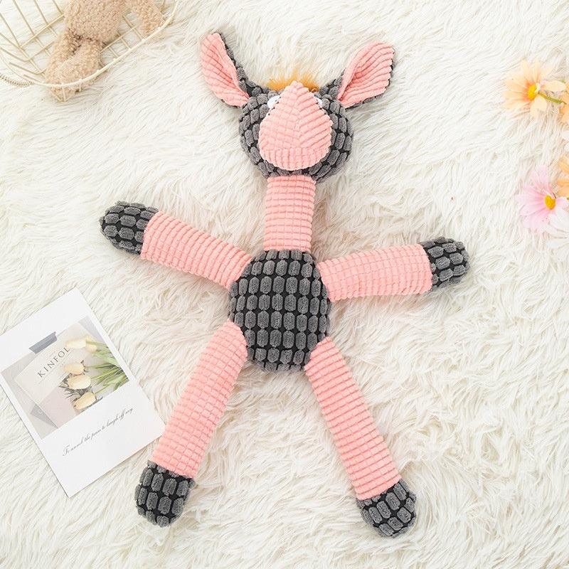 KFX-1289533 Plush Bite-Resistant Molar Toy for Pets - Pink Donkey & Coffee Dog Designs