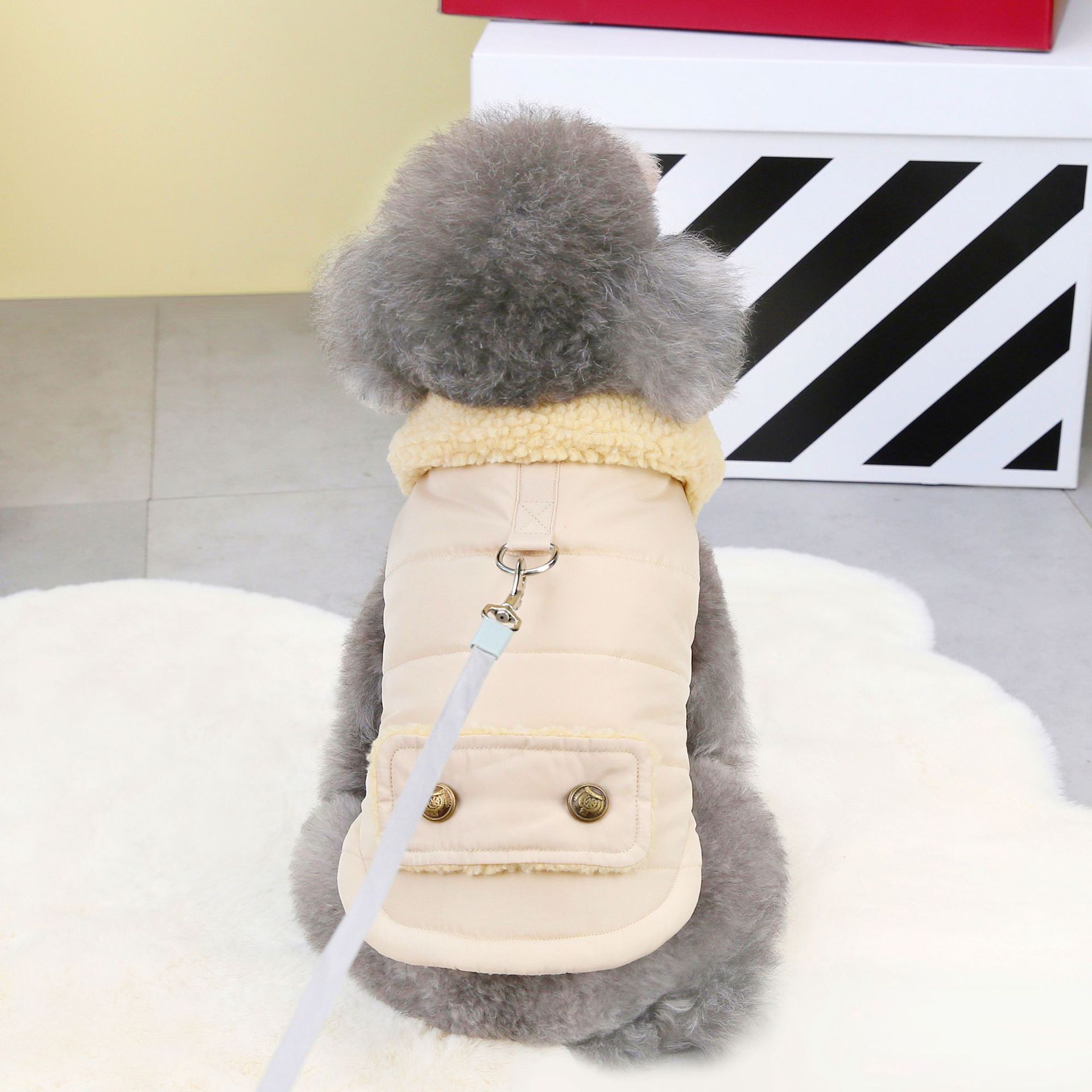 KFX-1294141 Nordic Fur Collar Cotton Vest for Cats – Available in Green and Khaki