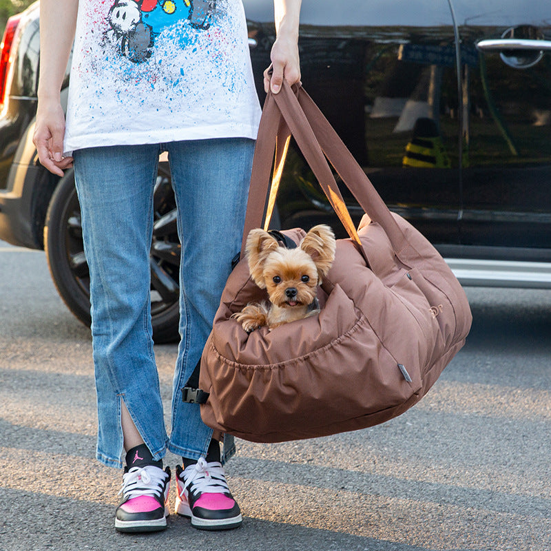 KFX-1298493 Multifunctional Pet Cart Nest Safety Seat for Dogs - Available in Gray, Coffee, Dark Blue, Pink
