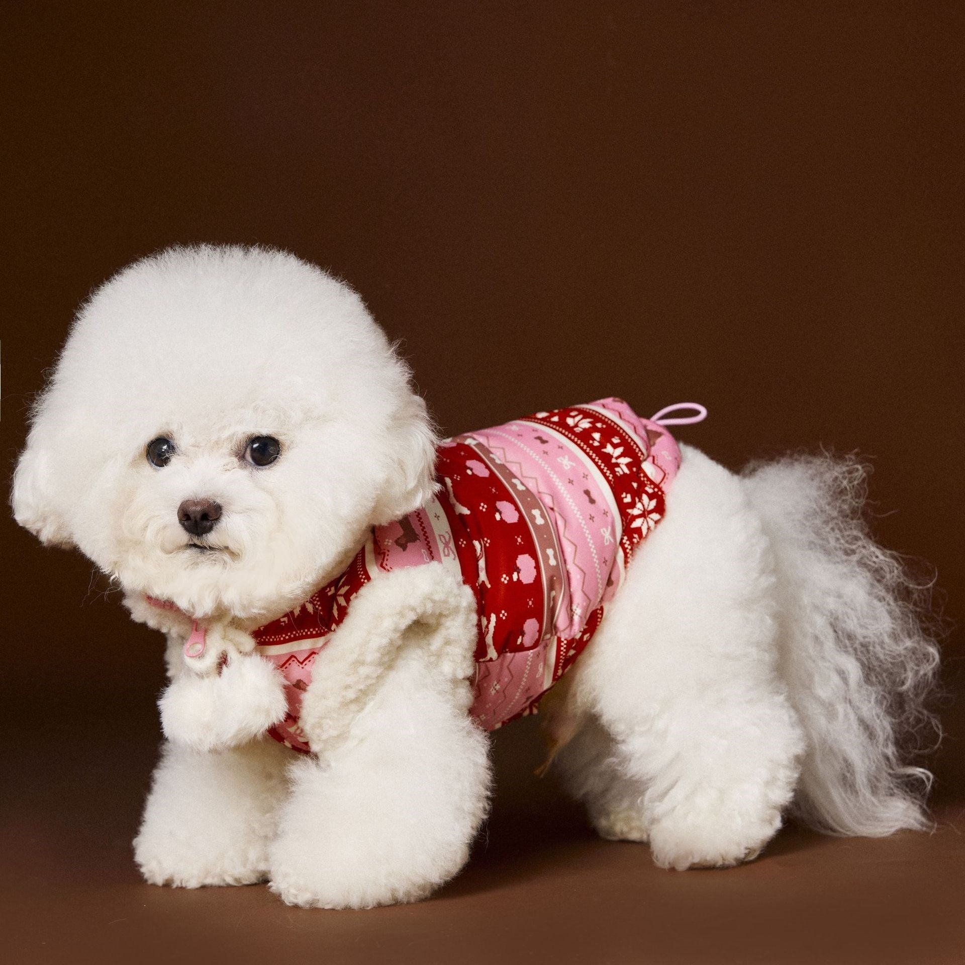 KFX-1299005 Light Pink Bichon Schnauzer Teddy Vest for Pets - Soft 90% Duck Down Insulated Clothing in Multiple Sizes