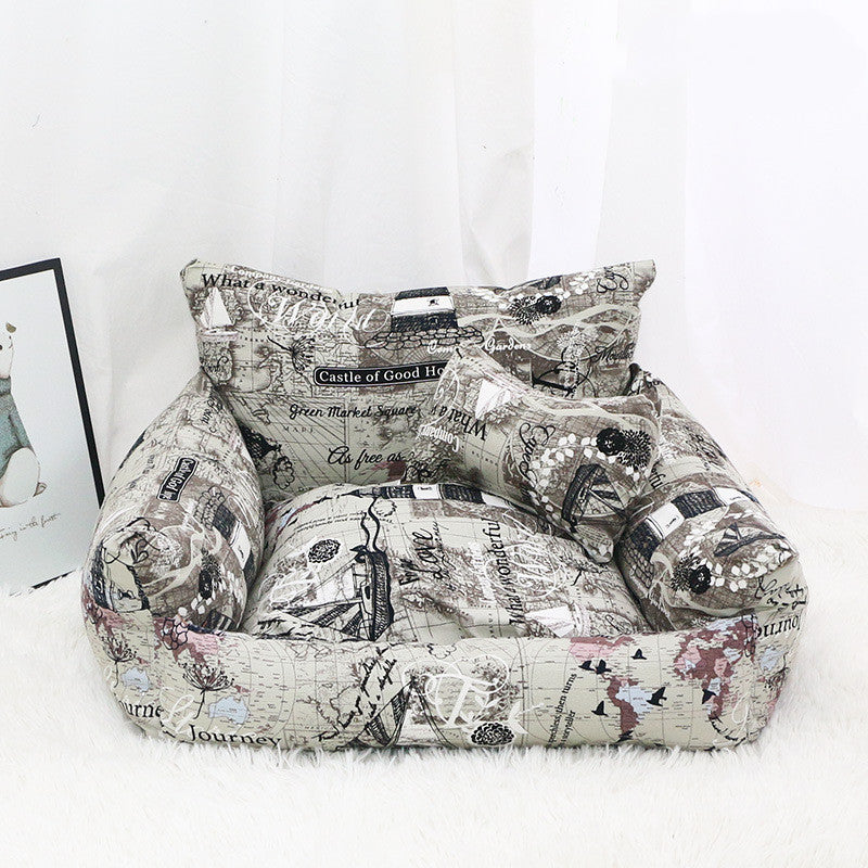 KFX-1300285 Cozy Canvas Pet Nest for Autumn and Winter - Various Colors and Designs