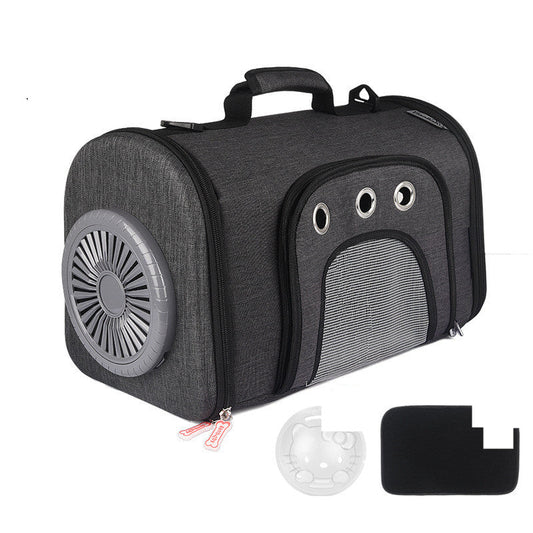 KFX-1302461 Durable Oxford Fabric Pet Carrier Bag with Ventilated Fan and Side Storage Pouches