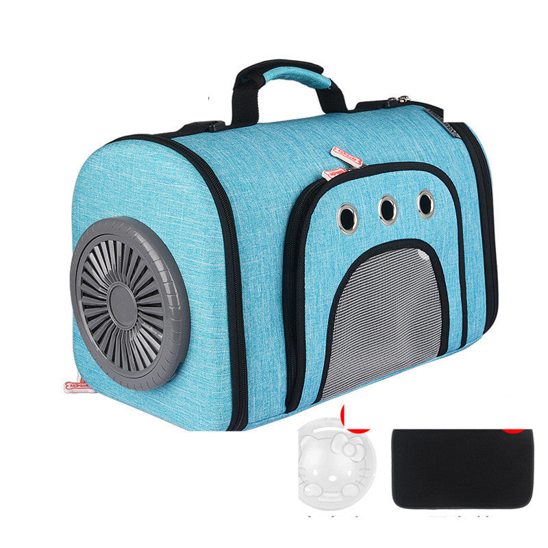 KFX-1302461 Durable Oxford Fabric Pet Carrier Bag with Ventilated Fan and Side Storage Pouches