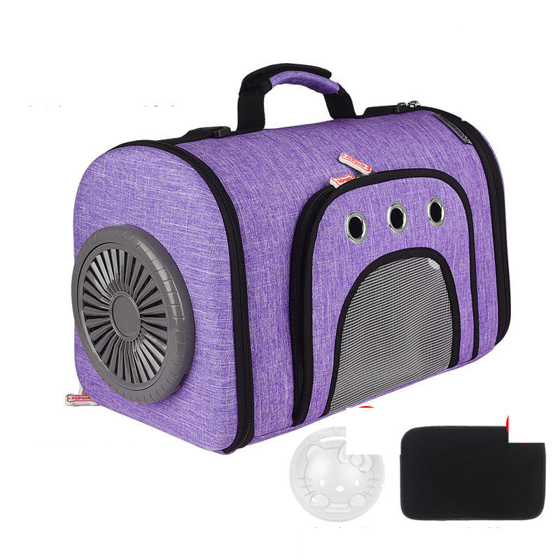 KFX-1302461 Durable Oxford Fabric Pet Carrier Bag with Ventilated Fan and Side Storage Pouches