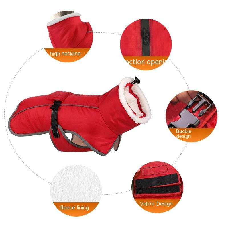KFX-1304637 Warm Cotton-Padded Winter Coat for Large Dogs - Red, Pink, Navy, Army Green, Purple