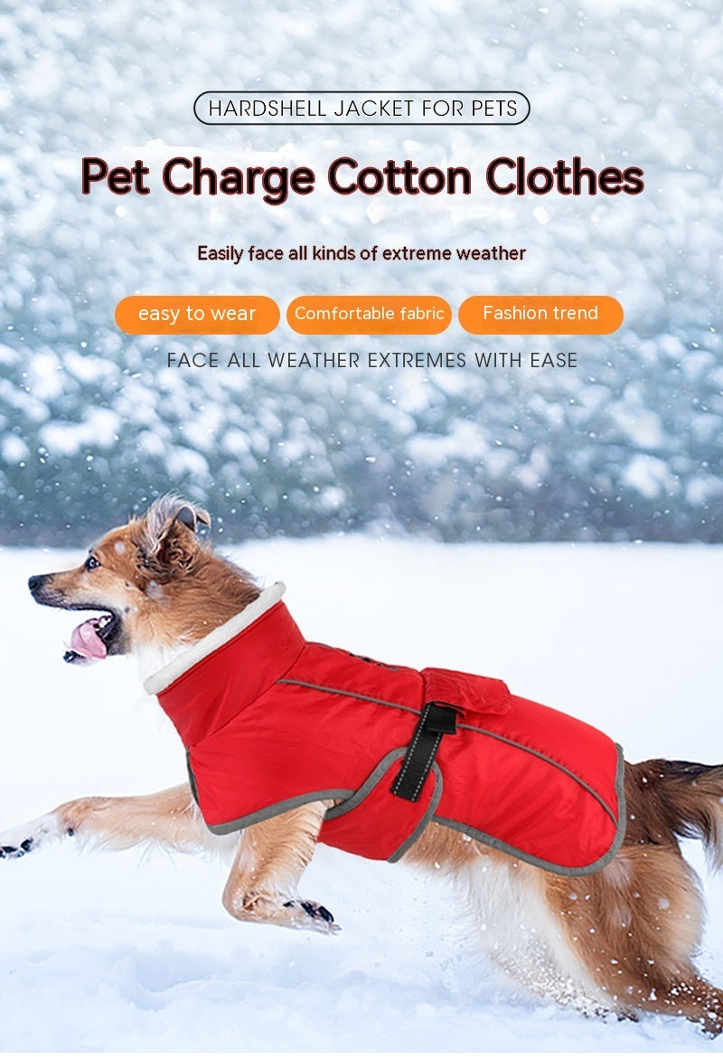 KFX-1304637 Warm Cotton-Padded Winter Coat for Large Dogs - Red, Pink, Navy, Army Green, Purple