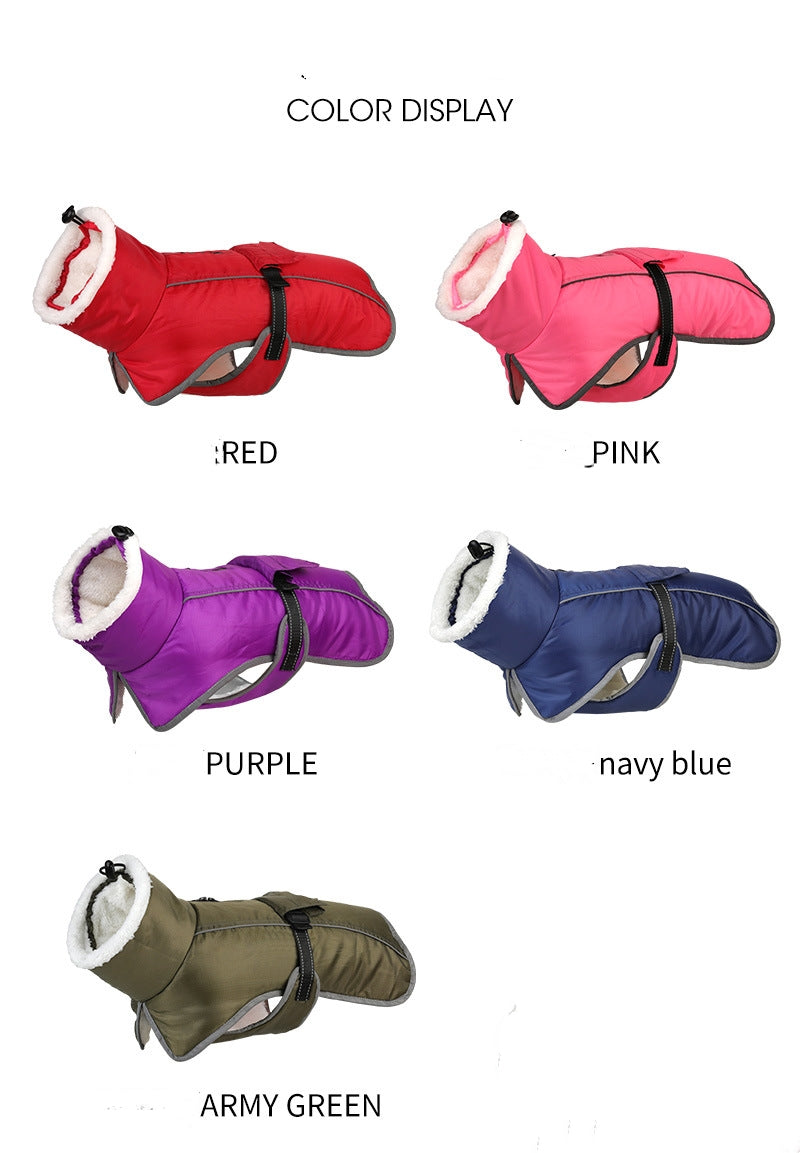 KFX-1304637 Warm Cotton-Padded Winter Coat for Large Dogs - Red, Pink, Navy, Army Green, Purple