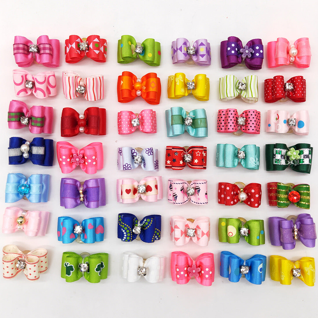 KFX-1305021 Pet Head Floral Bow Hair Accessory for Pets - Japanese & Korean Style, Cloth Decoration, 3x4cm