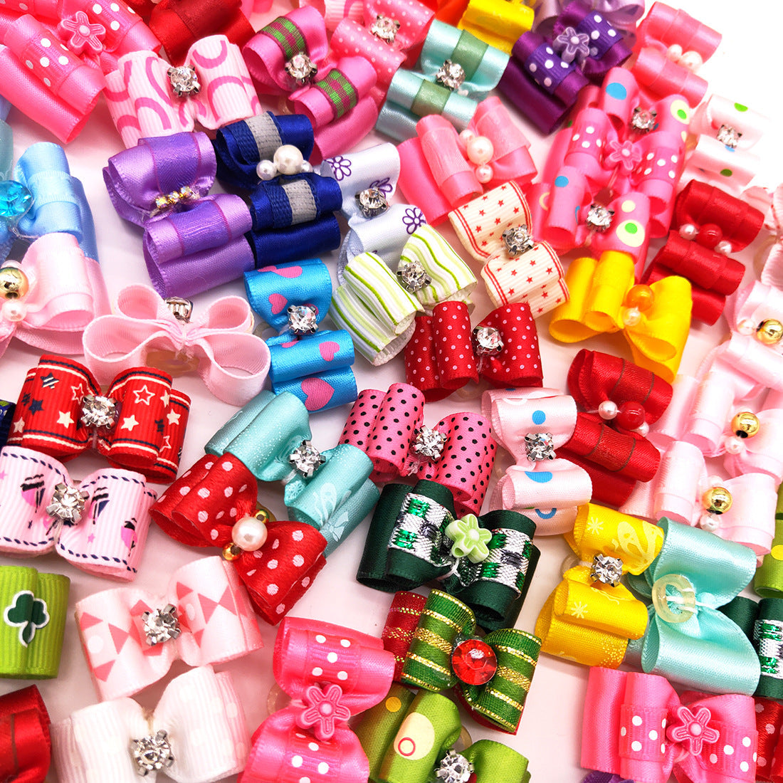 KFX-1305021 Pet Head Floral Bow Hair Accessory for Pets - Japanese & Korean Style, Cloth Decoration, 3x4cm