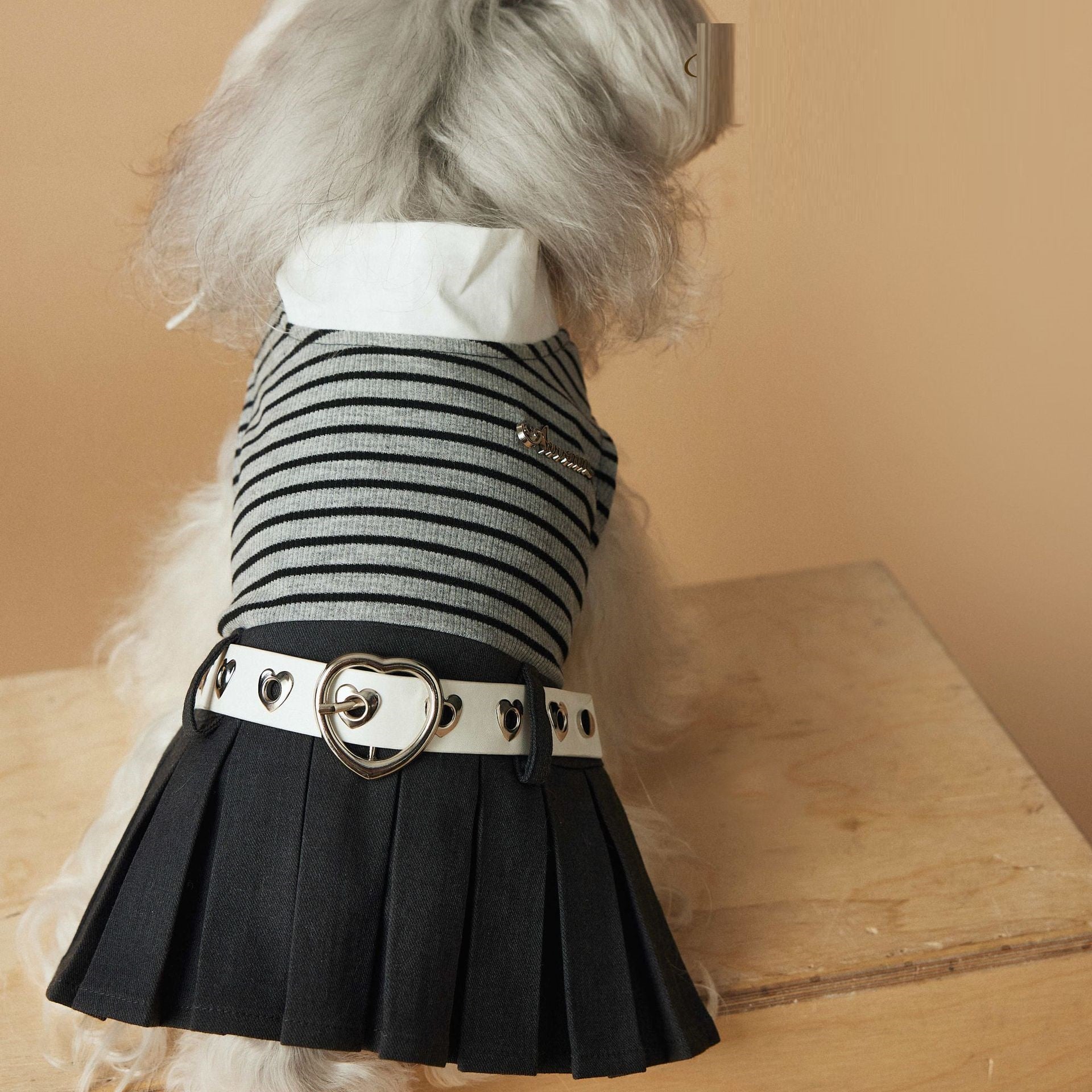 KFX-1305789 Spring and Summer Striped Dress for Dogs, Casual Polyester Pet Clothing in Multiple Sizes