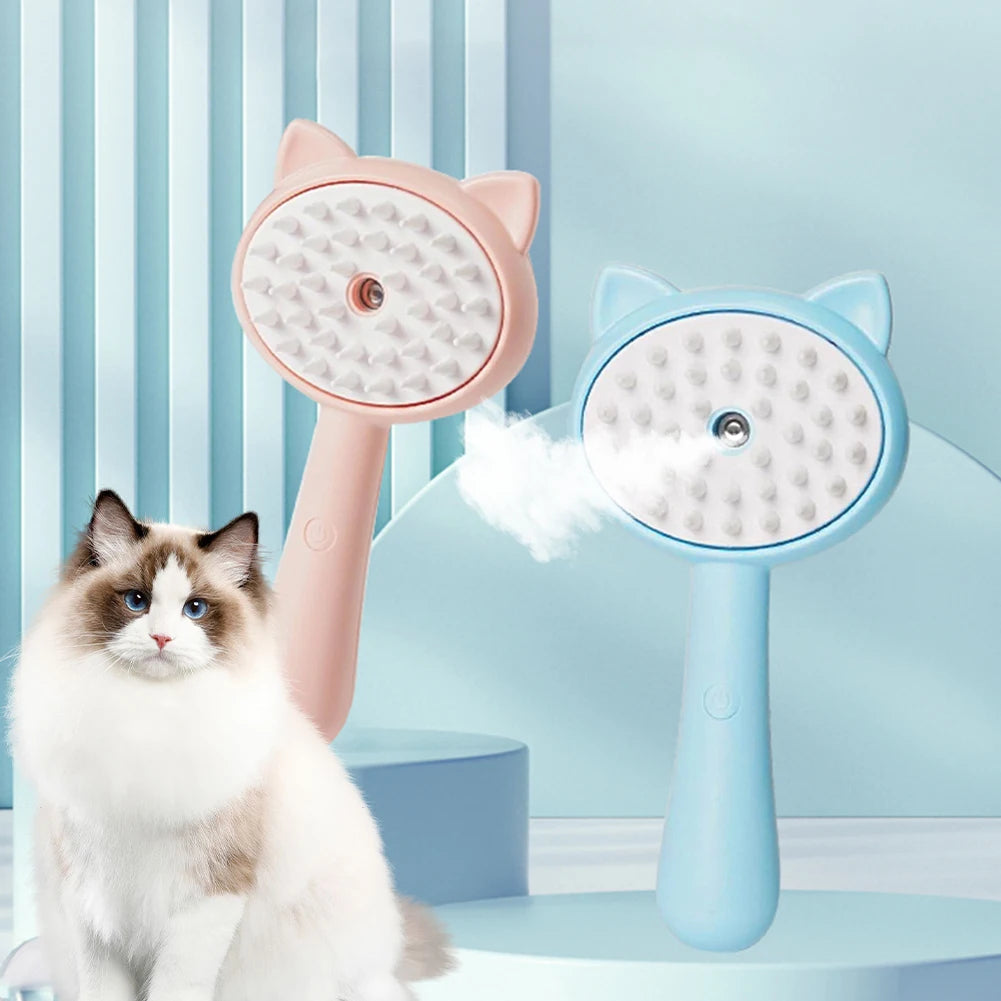 KFX-1306813 Rechargeable Cat Grooming Brush with Steam Technology for Effective Hair Cleaning and Massaging