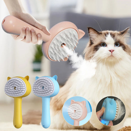 KFX-1306813 Rechargeable Cat Grooming Brush with Steam Technology for Effective Hair Cleaning and Massaging