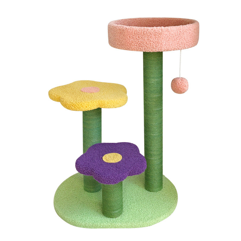 KFX-1309245 Durable 28" Cat Tower with Sisal Scratch Board and Soft Lambswool Bedding