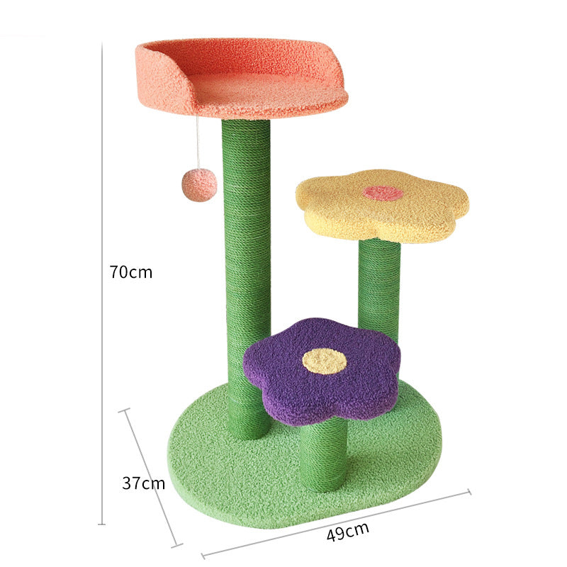 KFX-1309245 Durable 28" Cat Tower with Sisal Scratch Board and Soft Lambswool Bedding