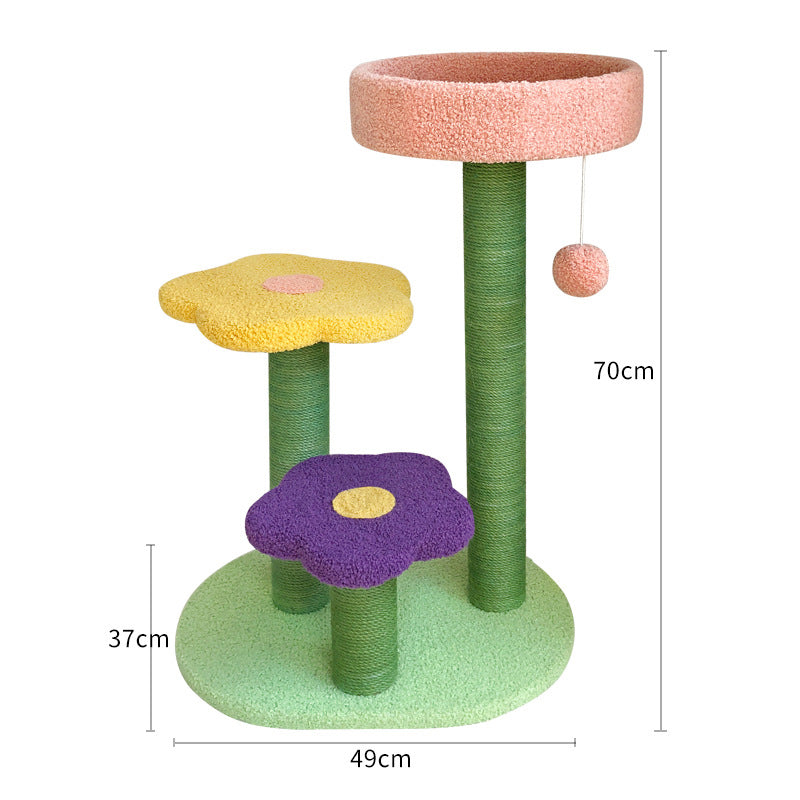 KFX-1309245 Durable 28" Cat Tower with Sisal Scratch Board and Soft Lambswool Bedding
