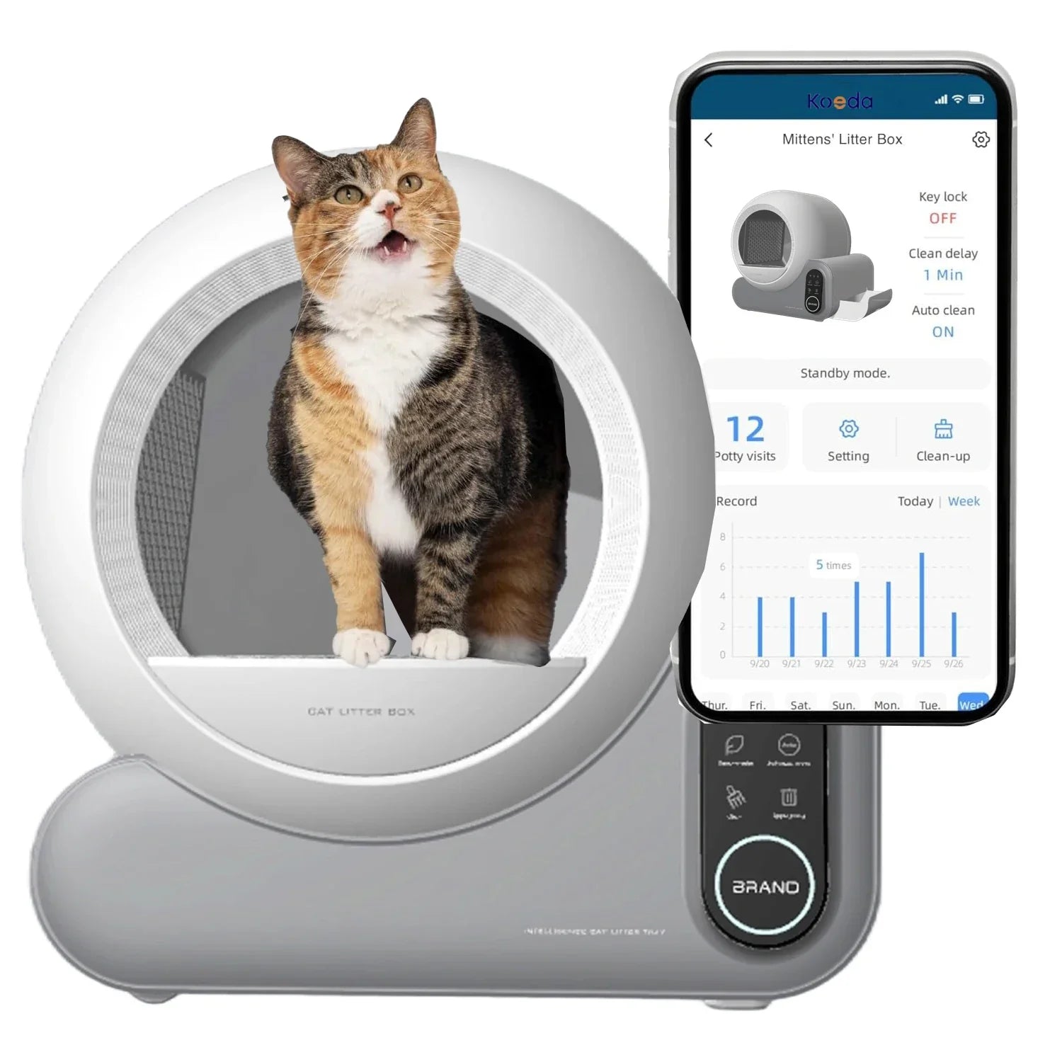 KFX-131155 Smart Self-Cleaning Litter Box for Cats and Dogs - 70L Capacity, Odor Control, Dust-Free, Easy to Clean