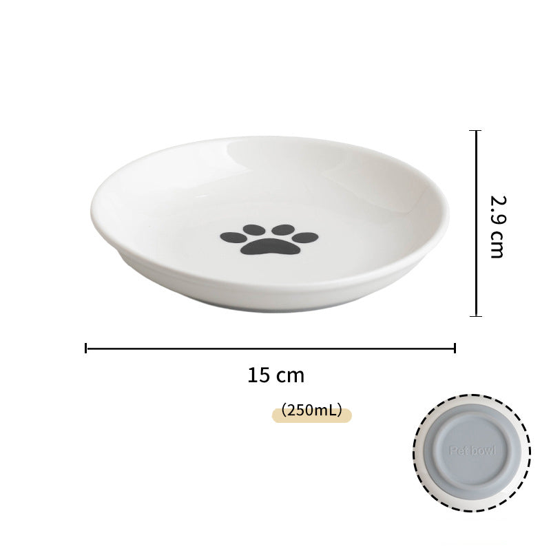 KFX-1311933 Whisker-Friendly Ceramic Cat Bowls with Non-Slip Silicone Base for Food and Water