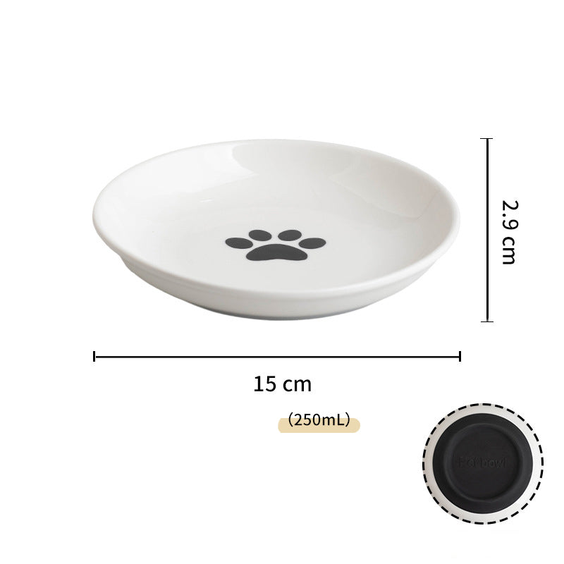 KFX-1311933 Whisker-Friendly Ceramic Cat Bowls with Non-Slip Silicone Base for Food and Water