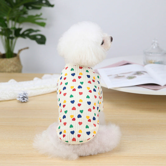 KFX-1312317 Stylish Two-Legged Pet Shirt in White or Pink with Love Design