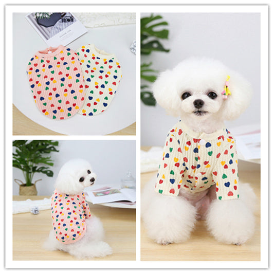 KFX-1312317 Stylish Two-Legged Pet Shirt in White or Pink with Love Design