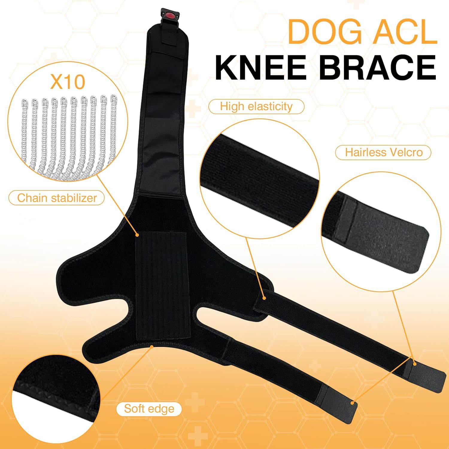 KFX-1313341 Dog Knee Brace with Auxiliary Belt for Joint Support and Protection