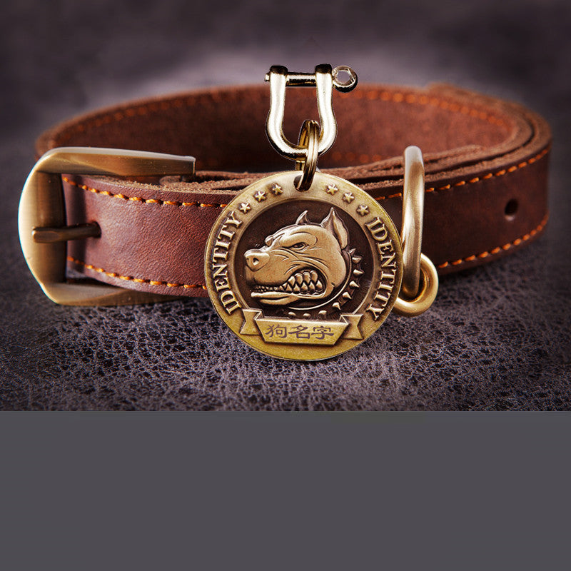 KFX-1313725 Personalized Metal Dog Collar with Adjustable Anti-Lost Tag